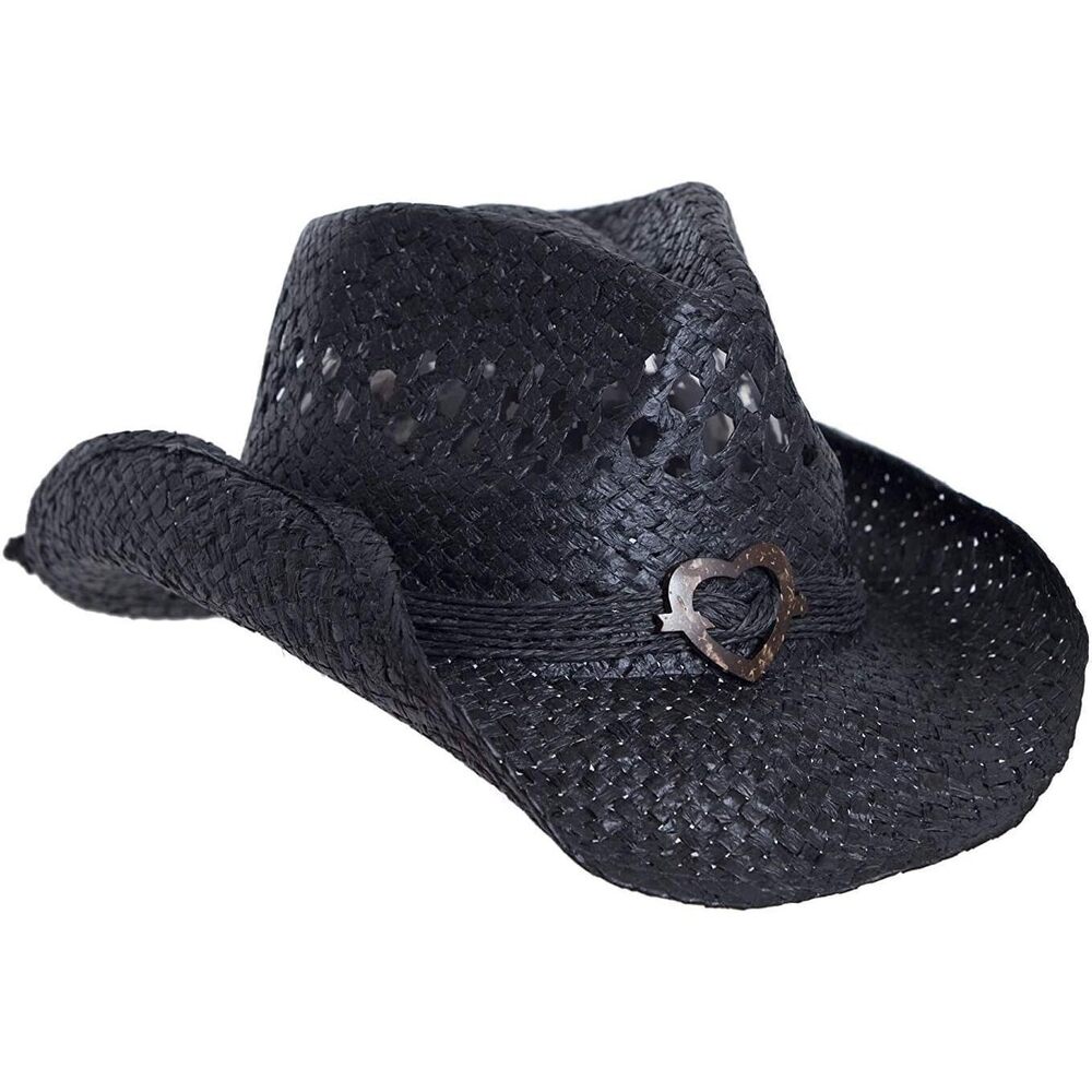 1769 Black Cowboy Hat For Women With Heart